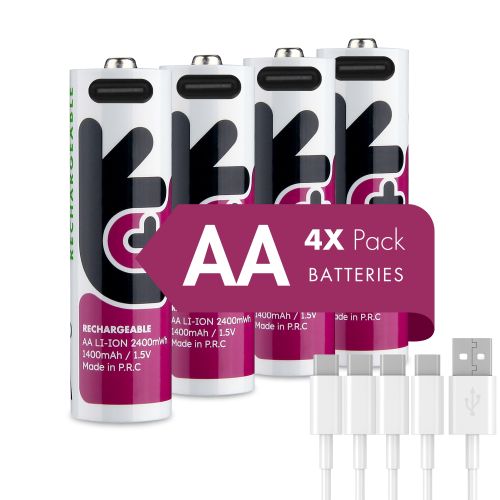 4 Акумулаторни батерии АА Uniross Li-Ion 1.5V 1500 mAh + USB - Type C