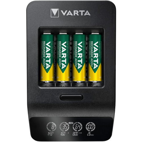 Smart charger for rechargeable batteries VARTA with LCD display + 4 AA batteries 2100 mAh