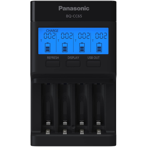 Професионално зарядно за 4 батерии АА/ААА Panasonic Eneloop Pro с LCD