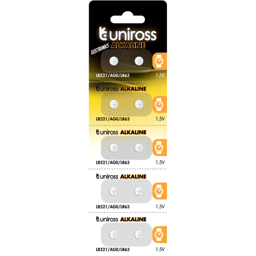10 Alkaline Batteries AG0 Uniross LR521 - 1.5V