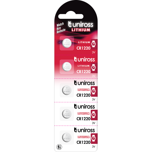 5 Uniross CR1220 Lithium Batteries CR1220 - 3V