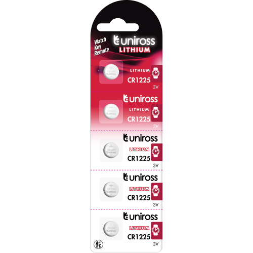 5 Lithium Batteries CR1225 Uniross CR1225 - 3V