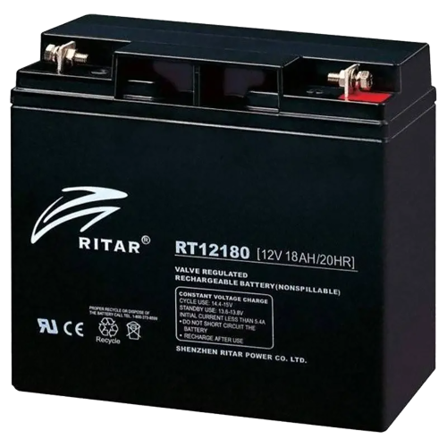 Lead-acid AGM Battery 12V 18AH - RITAR dimensions 181/76/167