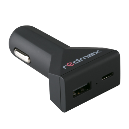 Двоен USB адаптер за кола 1 x 2.4A USB-A + 1 x 3.0A USB Type C
