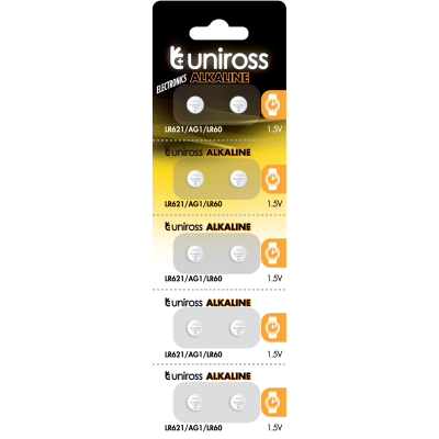 10 Alkaline Batteries AG1 LR621 364 164 - Uniross