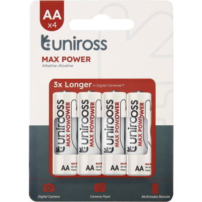 4 Алкални батерии АА Uniross Max Power Alkaline