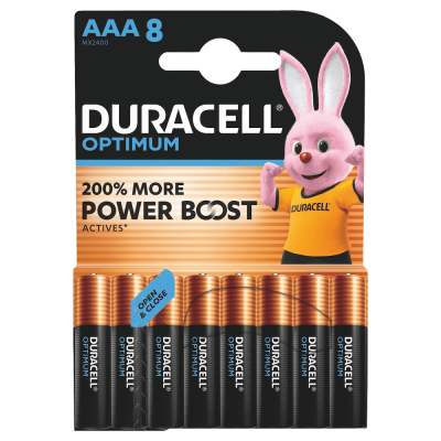 Duracell Optimum MX2400 AAA Alkaline Batteries - 8 pcs