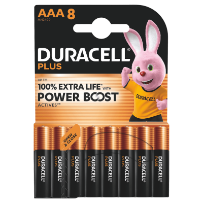 Alkaline Batteries AAA Duracell Plus MN2400 AAA - 8 pcs