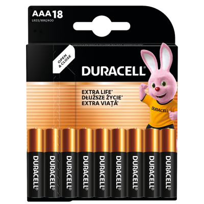 Duracell Basic MN2400 AAA Alkaline Batteries - 18 pcs