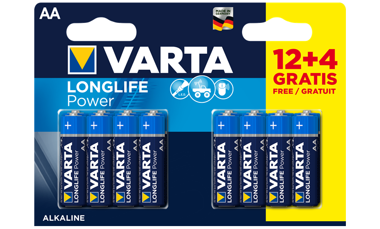 Алкални батерии АА Varta Longlife Power AA  - 16 броя