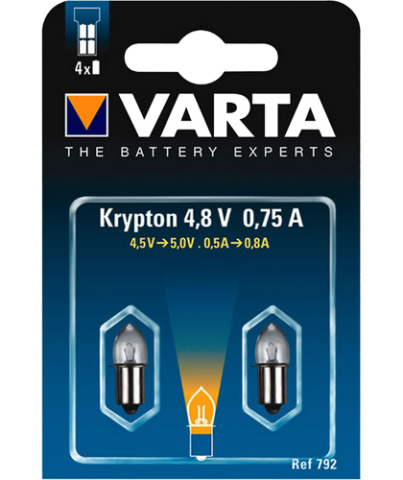 2 Криптонови крушки за фенер Varta V792 4.8V 0.75A