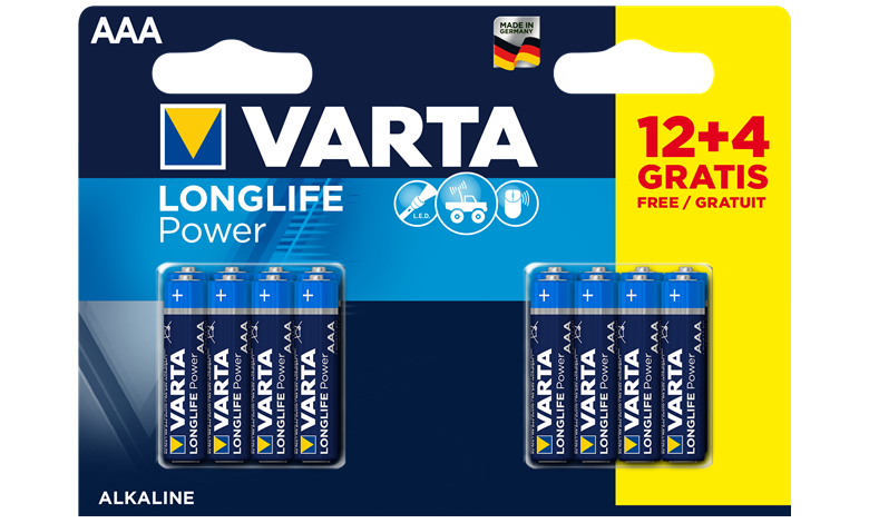 Алкални батерии ААА Varta Longlife Power AAA - 16 броя