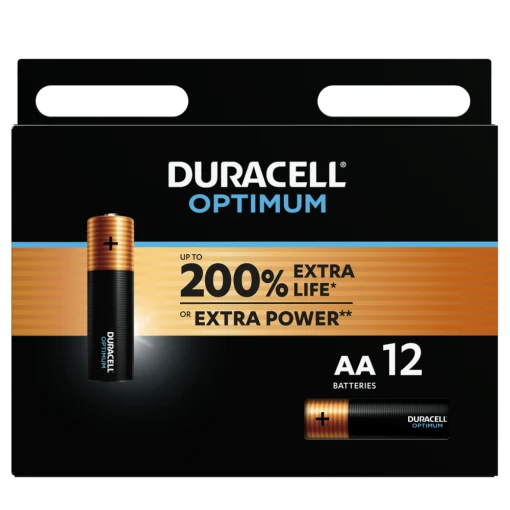 Алкални батерии АА Duracell Optimum MX1500 AA - 12 броя