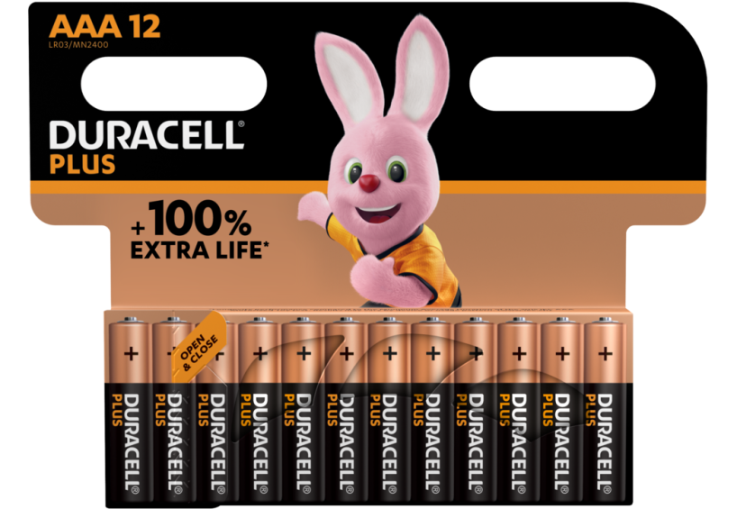 Алкални батерии ААА Duracell Plus Power MX2400 AAA - 12 броя