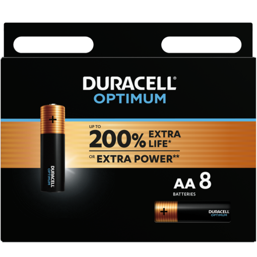 Алкални батерии АА Duracell Optimum MX1500 AA - 8 броя