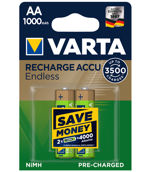 Акумулаторни батерии АА Varta Endless AA - 1000 mAh