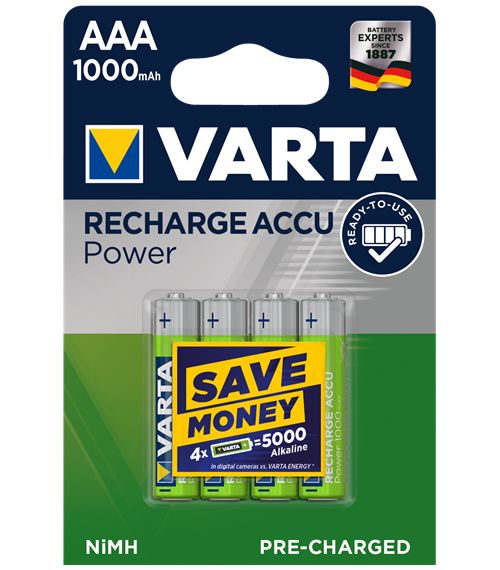 Акумулаторни батерии ААA Varta Ready2Use AAA - 1000 mAh - BL4