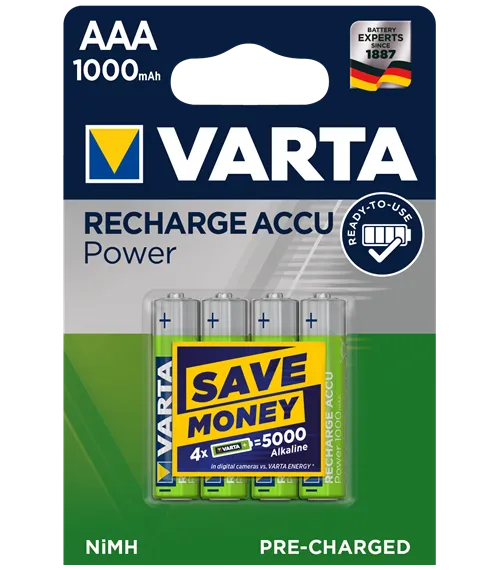 Акумулаторни батерии ААA Varta Ready2Use AAA - 1000 mAh - BL4