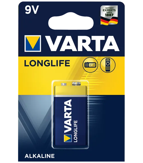 Алкална батерия 9V Varta Longlife 9V - E block