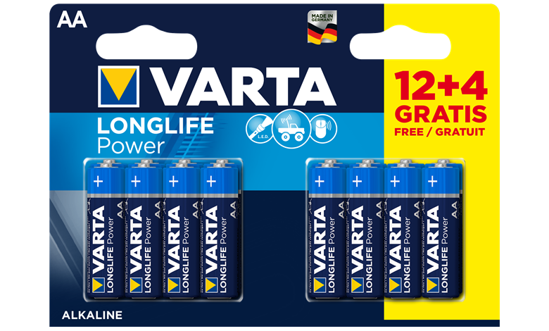 Алкални батерии АА Varta Longlife Power AA  - 16 броя