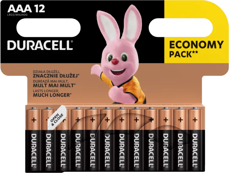 Алкални батерии ААА Duracell Basic MN2400 AAA - 12 броя