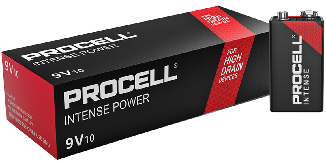 Алкални батерии 9V Duracell Procell Intense MN1604 - 10 броя