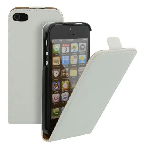 Калъф за телефон iPhone 5 Genuine Leather White