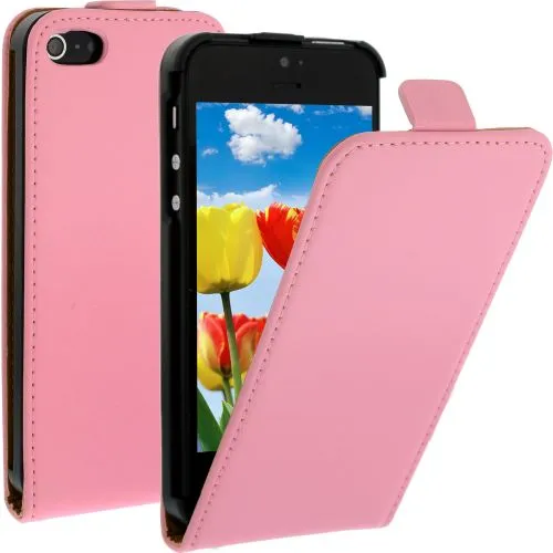 FLIP калъф за iPhone 5 Естествена кожа Pink