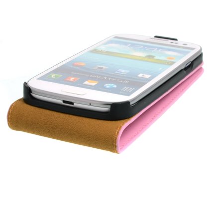 FLIP калъф за Samsung Galaxy S3 i9300 Естествена кожа Pink