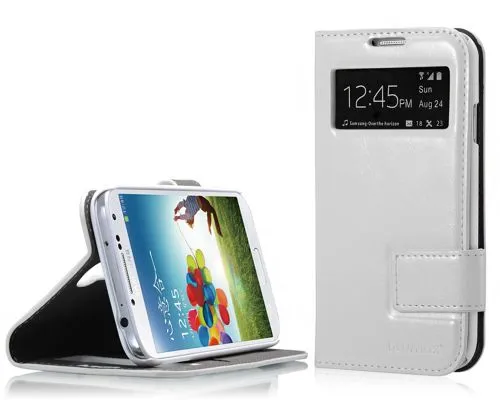 Blumax PU Wallet Booksytle Case with Window S4 White