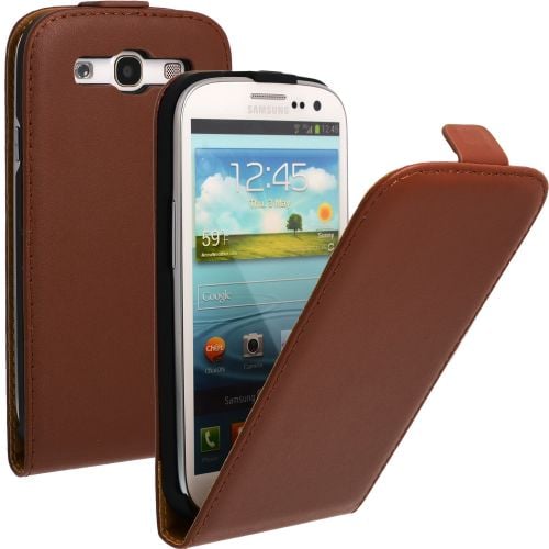 FLIP калъф за Samsung Galaxy S3 i9300 Естествена кожа Brown