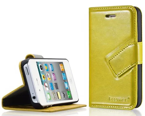 Blumax PU Wallet Bookstyle Case iPhone 4 4S Yellow