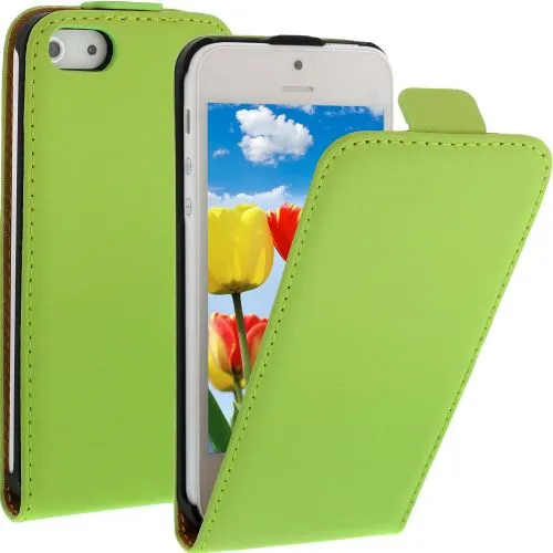 FLIP калъф за iPhone 5 Естествена кожа Green