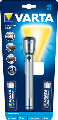 Ръчен фенер Varta Premium Light F20 LED с 2 батерии АА