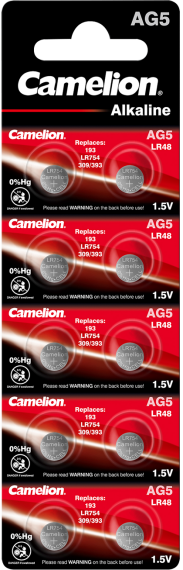 Алкални батерии AG5 - LR754 - 393 - 193 - Camelion