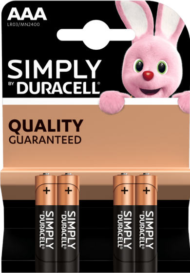 Алкални батерии AAA Duracell Simply MN2400 AAA - 4 броя