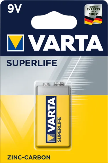 Въглерод-цинкова батерия 9V 6F22 Varta Superlife 9V