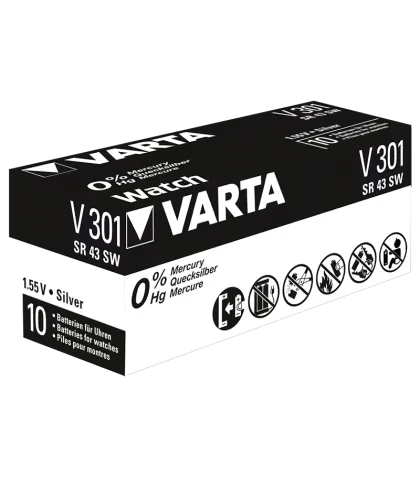 10 Батерии 301 - V301 SR43SW Varta 1.55V