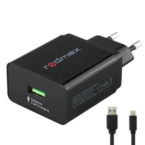Зарядно за телефон от 220V към USB-A 3.0A + Micro USB кабел