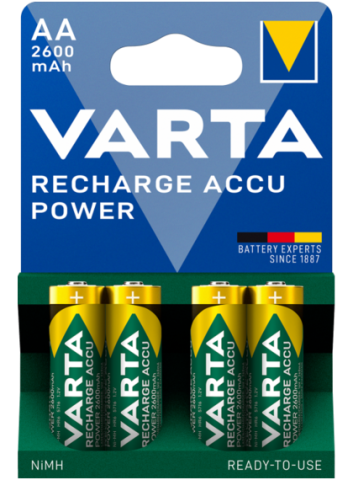 Акумулаторни батерии АА Varta Power AA - 2600 mAh - 4 броя  - 1.2V