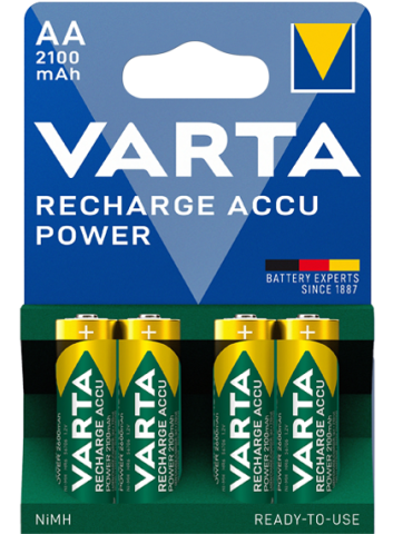 Акумулаторни батерии АА Varta Power AA - 2100 mAh - 4 броя - 1.2V