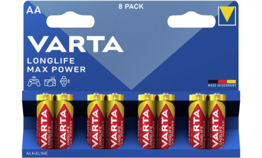 Алкални батерии AA Longlife Max Power - Varta AA - 8 броя