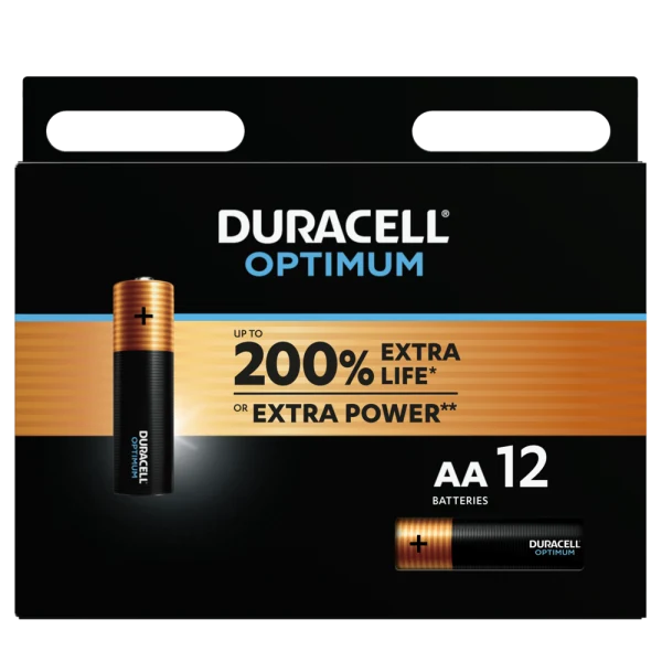 Алкални батерии АА Duracell Optimum MX1500 AA - 12 броя