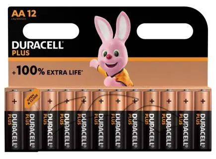 Алкални батерии АА Duracell Plus MN1500 AA - 12 броя