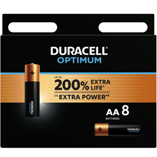 Алкални батерии АА Duracell Optimum MX1500 AA - 8 броя