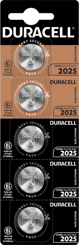 Литиеви батерии DL2025 Duracell CR2025 - 3V - 5 батерии