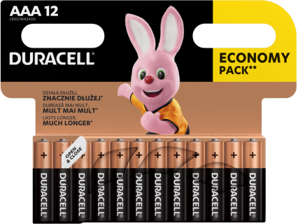 Алкални батерии ААА Duracell Basic MN2400 AAA - 12 броя