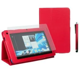 Kожен кейс за таблет Acer B1-710/A71 7" Stylus Red+SP+Pen