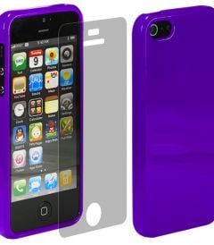 Silicon Case for iPhone 5 Purple+Display Protection