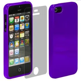 Silicon Case for iPhone 5 Purple+Display Protection